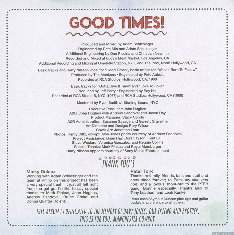 Good Times! (2016) Lyrics | The Monkees | Sunshine Factory | Monkees Fan Site