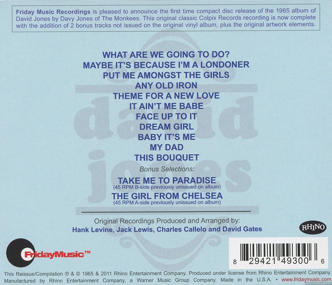 David Jones (1965) Lyrics | Davy Jones | Sunshine Factory | Monkees Fan