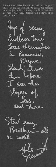 Mike Nesmith’s message